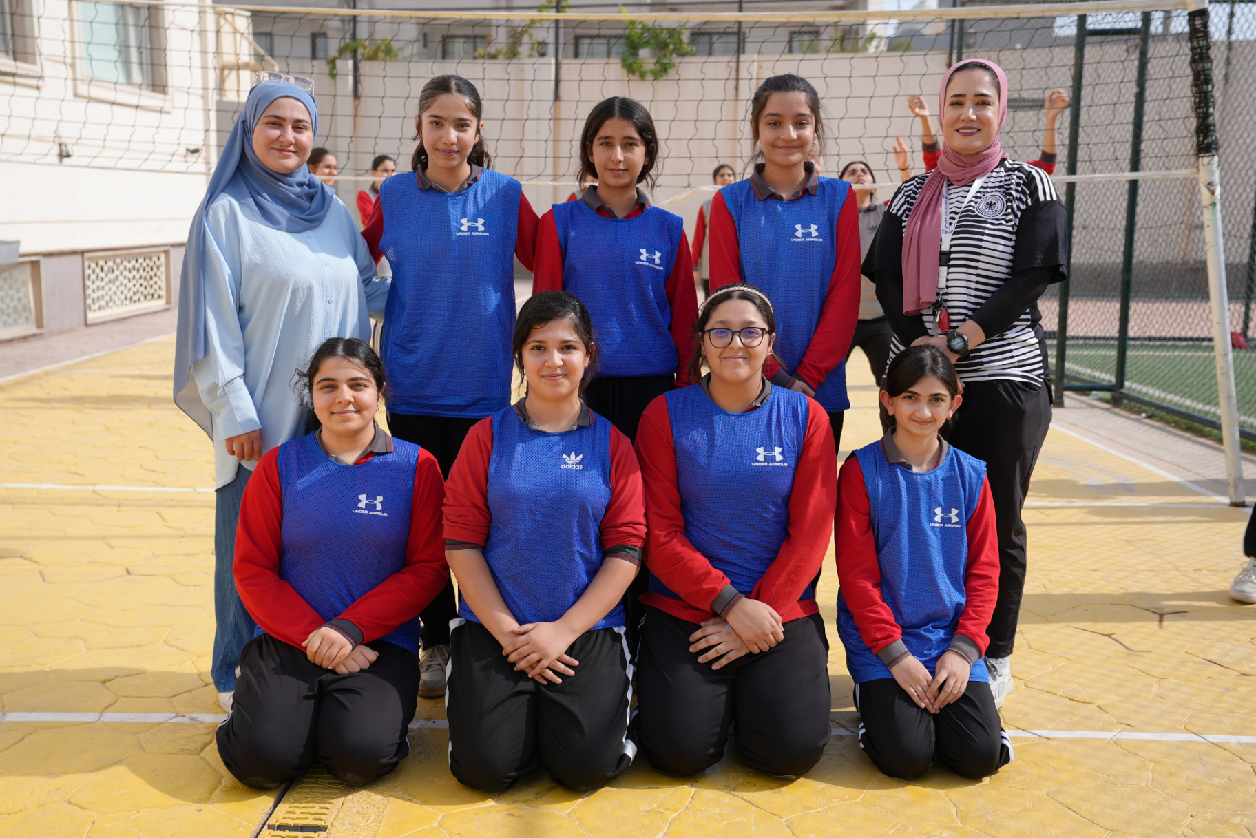 Girls volleyball teams competing in the school tournament final